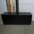 71 in. Black 4 Door Credenza w Shelves, Locking